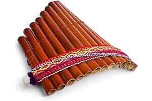 Peruvian Pan Flute, 13-Notes, Bamboo | Authentic Hand-Made Curved Woodwind Pan Pipe, Made In South America from Natural Bambo