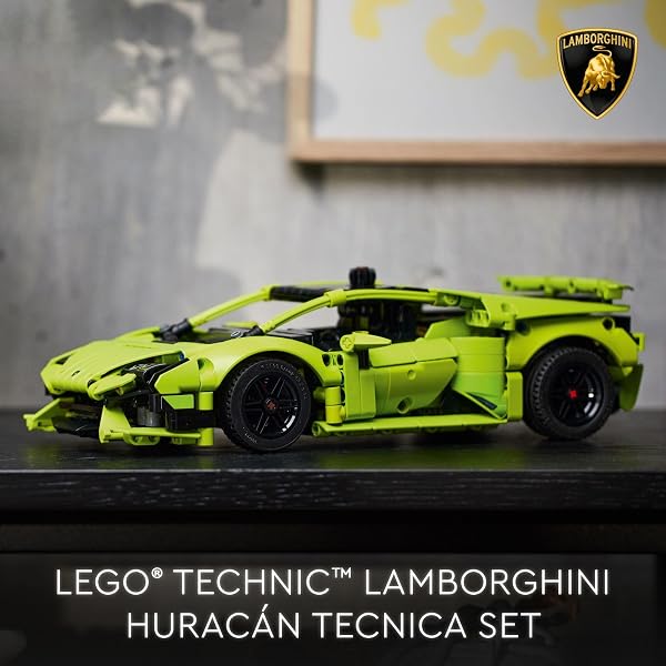 LEGO TECHNIC LAMBORGHINI HURACÁN TECNICA ADVANCED SPORTS CAR BUILDING KIT FOR KIDS AGES 9 AND UP WHO LOVE ENGINEERING AND COLLECTING EXOTIC SPORTS CAR TOYS, 42161