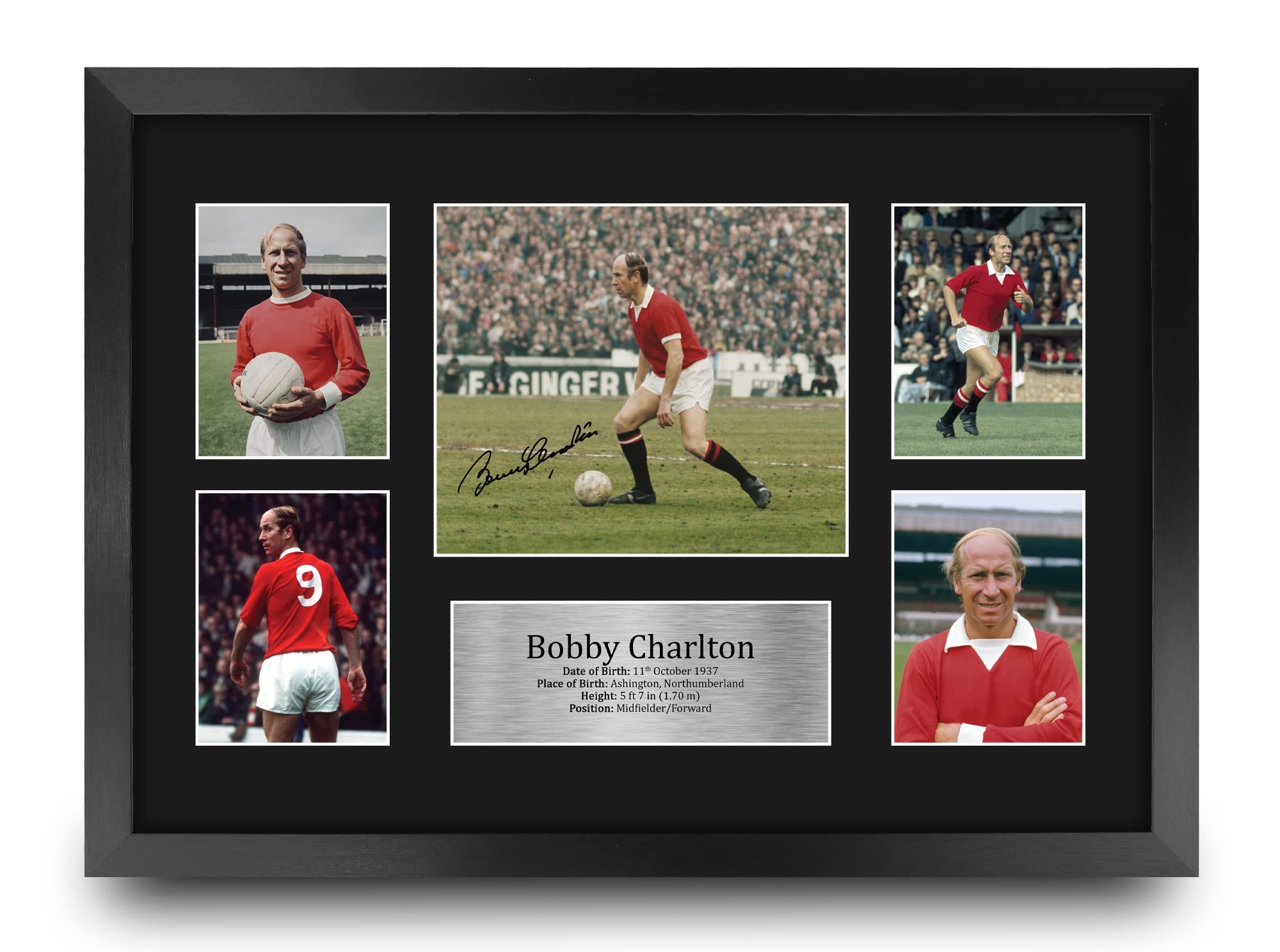HWC Trading FR A3 Sir Bobby Charlton Gifts Printed Signed Autograph Picture for Football Fans and Supporters - A3 Framed
