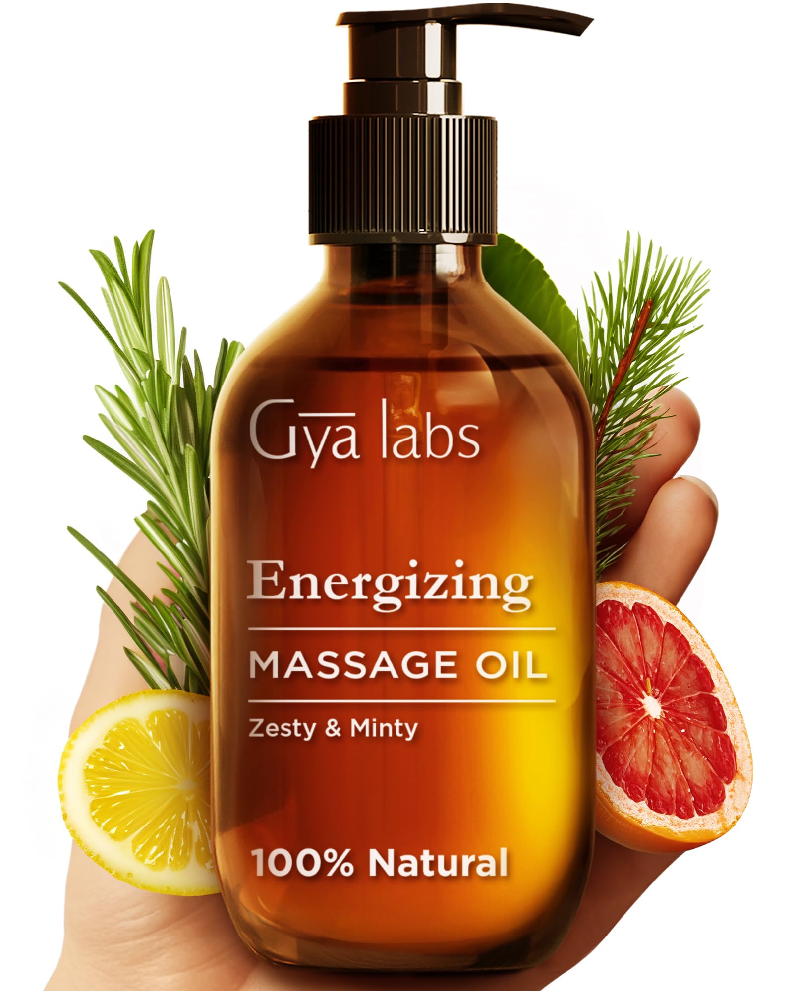 Gya Labs Energizing Massage Oil for Sore Muscles - 100% Pure Natural Spa Quality Sore Muscle Warming Body Massage Oil for Men & Women (200 ml)