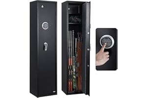 5-6 Gun Safe for Rifles & Pistols – Large Digital Keypad Gun Cabinet with Adjustable Rifle Rack & Removable Shelf, Heavy Duty