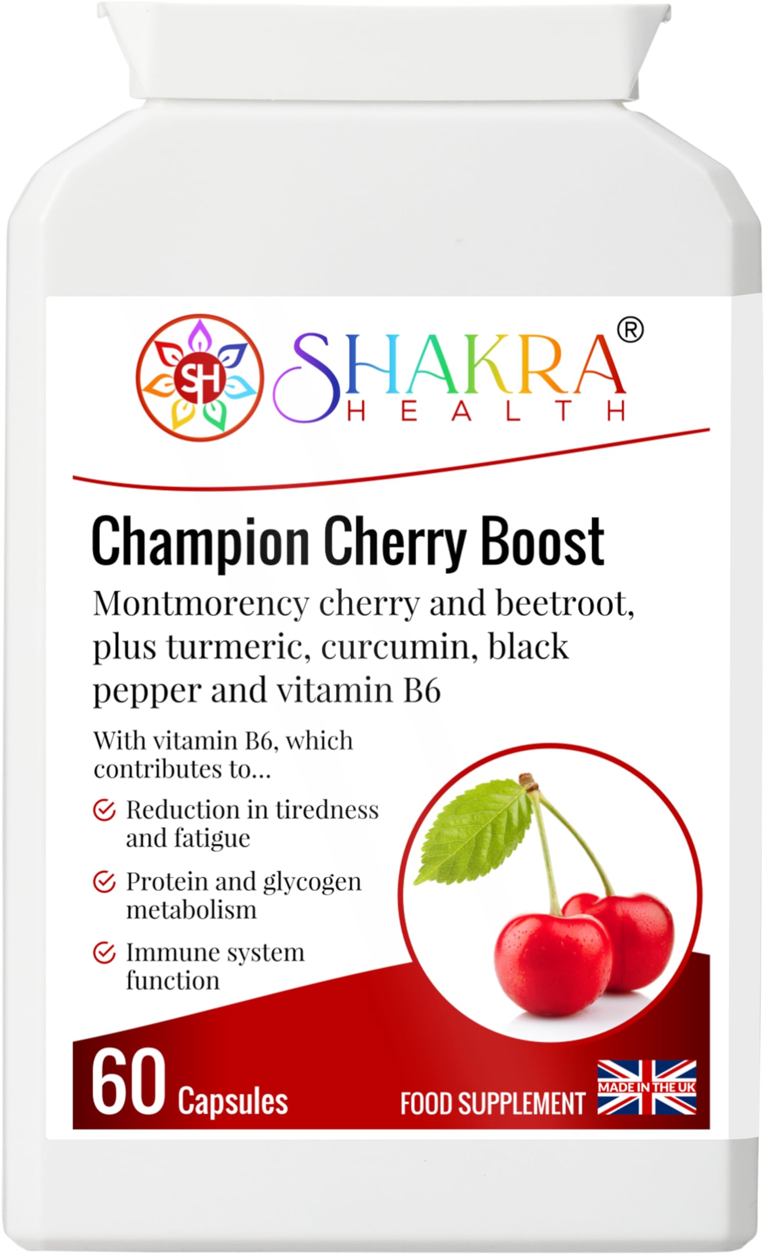 Champion Cherry Boost a Complete Vegan Immune System Boosting Formula with Montmorency Cherry, Beetroot, Turmeric, Curcumin, Black Pepper. Science & Spirituality | Shakra Health