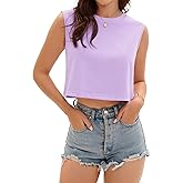 ONFERS Crop Tops for Women Casual Loose Tank Top Crewneck Sleeveless Shirts Basic Tees
