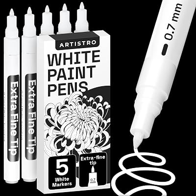 ARTISTRO 5 White Acrylic Paint Pens Extra Fine Tip Set of 5