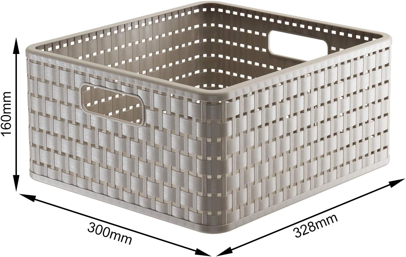 Rotho, Country, Storage box 14 l in rattan-look, Plastic (PP) BPA-free, cappuccino, 14l (32,8 x 30,0 x 16,0 cm) - Image 5