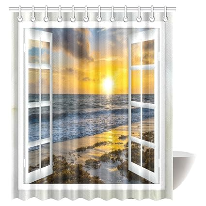 Amazon Com Interestprint Ocean Beach Decor Shower Curtain