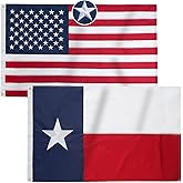 Homissor American Flag and Texas Flag 3x5 Ft Combo Pack - Embroidered Stars US Flags 3x5 for Outside and TX State Flags Heavy Duty Outdoor