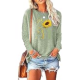 BAOKUAN Womens Fall Crewneck Sunflower Graphic Print Tops Long Sleeve Cute Casual Tees