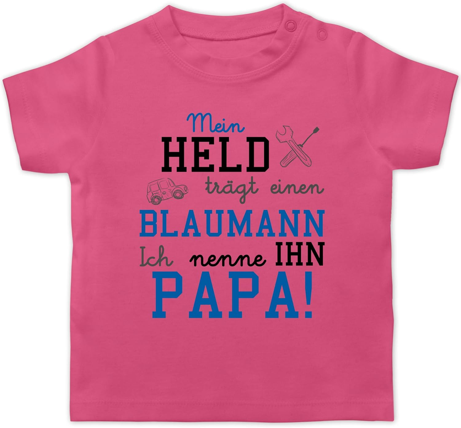 Shirtracer Sprüche Baby Mein Held trägt einen Blaumann Baby T