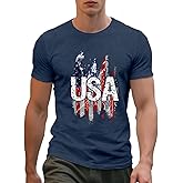 TUPOSU Mens USA Shirt American Flag T-Shirt 4th of July Patriotic Short Sleeve Tee