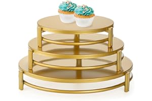 Yarlung 3 Pack Gold Cake Stands, Metal Cupcake Display Stands Dessert Trays, 8/10/12 Inch Table Decoration Cookies Serving Pl