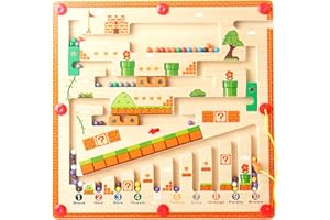 SOSFKIM Magnetic Color & Number Maze - Montessori Wooden Color Matching Learning Counting Puzzle Board - Toddler Fine Motor Skills Toys for Boys Girls 3 4 5 Years Old