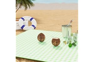 UDEAR Foldable Picnic Blanket,80"x60" Waterproof, Sandproof, Portable with Tote Bag for Beach, Park, Camping, and Travel,Green Plaid