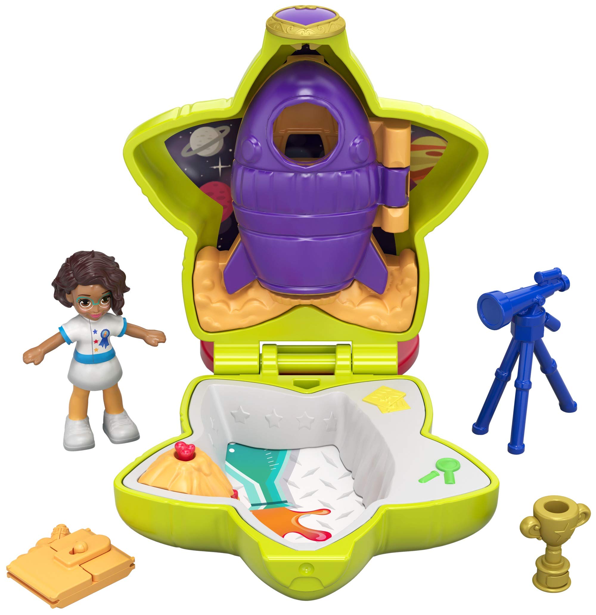 Polly Pocket Tiny Pocket Places Rockin’ Science Compact with Micro Shani Doll and Accessories