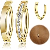 REVOLIA 2Pcs 14G G23 Solid Titanium Clicker Belly Button Rings for Women Hypoallergenic Cliker Belly Rings CZ Simple Reverse Navel Rings Pure Titanium for Sensitive Skin 10/12MM