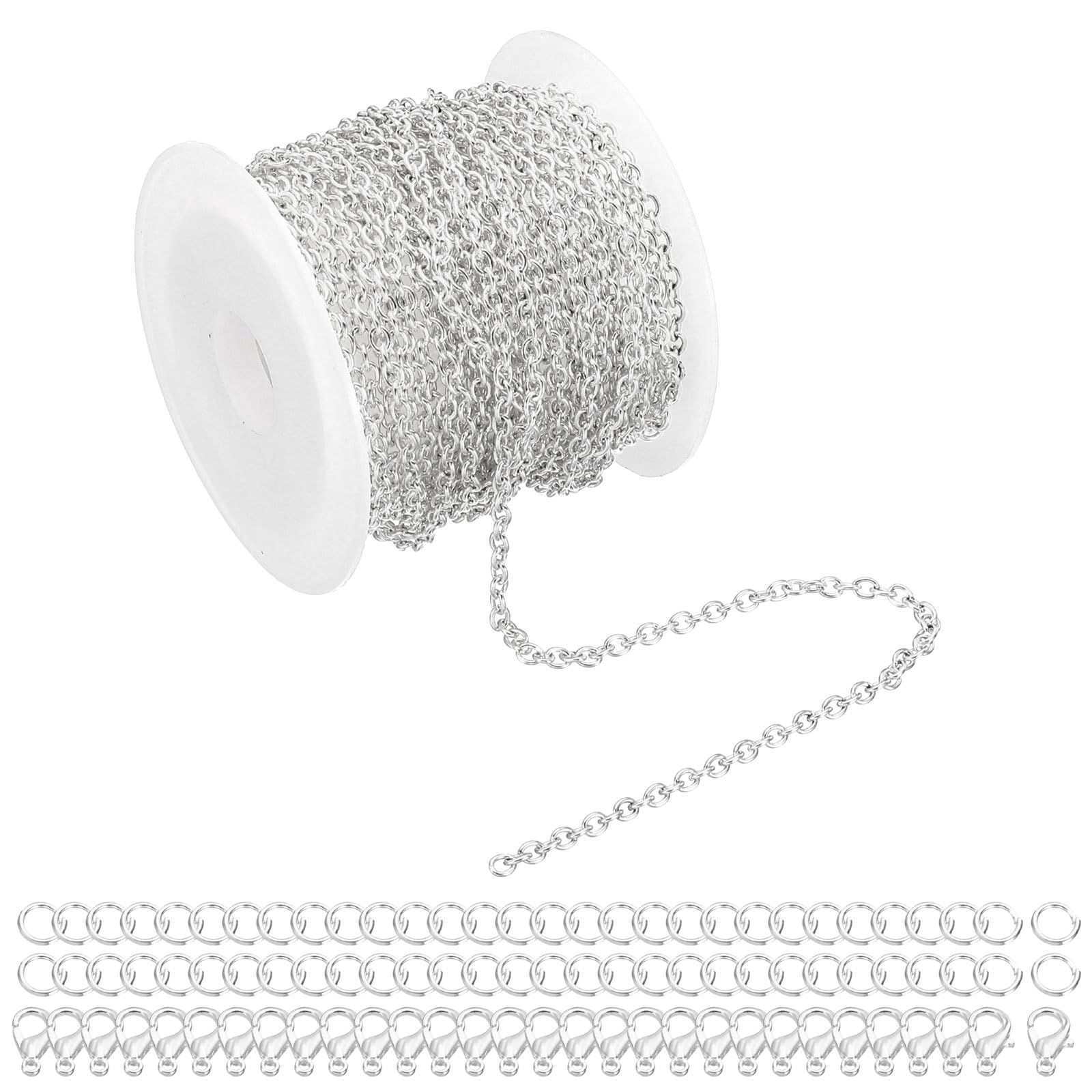 PATIKIL 16.4 Feet Curb Chain, Twisted Cuban Link Chain with Spool for Jewelry Making DIY Necklace Bracelet Accessories, Silver