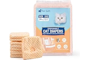 Pet Soft Disposable Cat & Dog Diapers for Females in Heat or With Incontinence - Ultra Absorbent Leak-Proof Puppy Diapers 24p