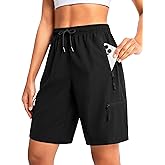 Cyasundent Women's 9" Hiking Cargo Shorts Lightweight Stretch Quick Dry Athletic Golf Summer Bermuda Shorts for Women