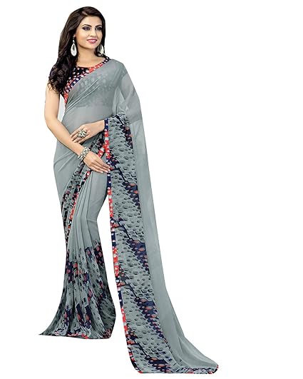 Shaily Gray Georgette Printed Saree [NAARI2002SSSR001]