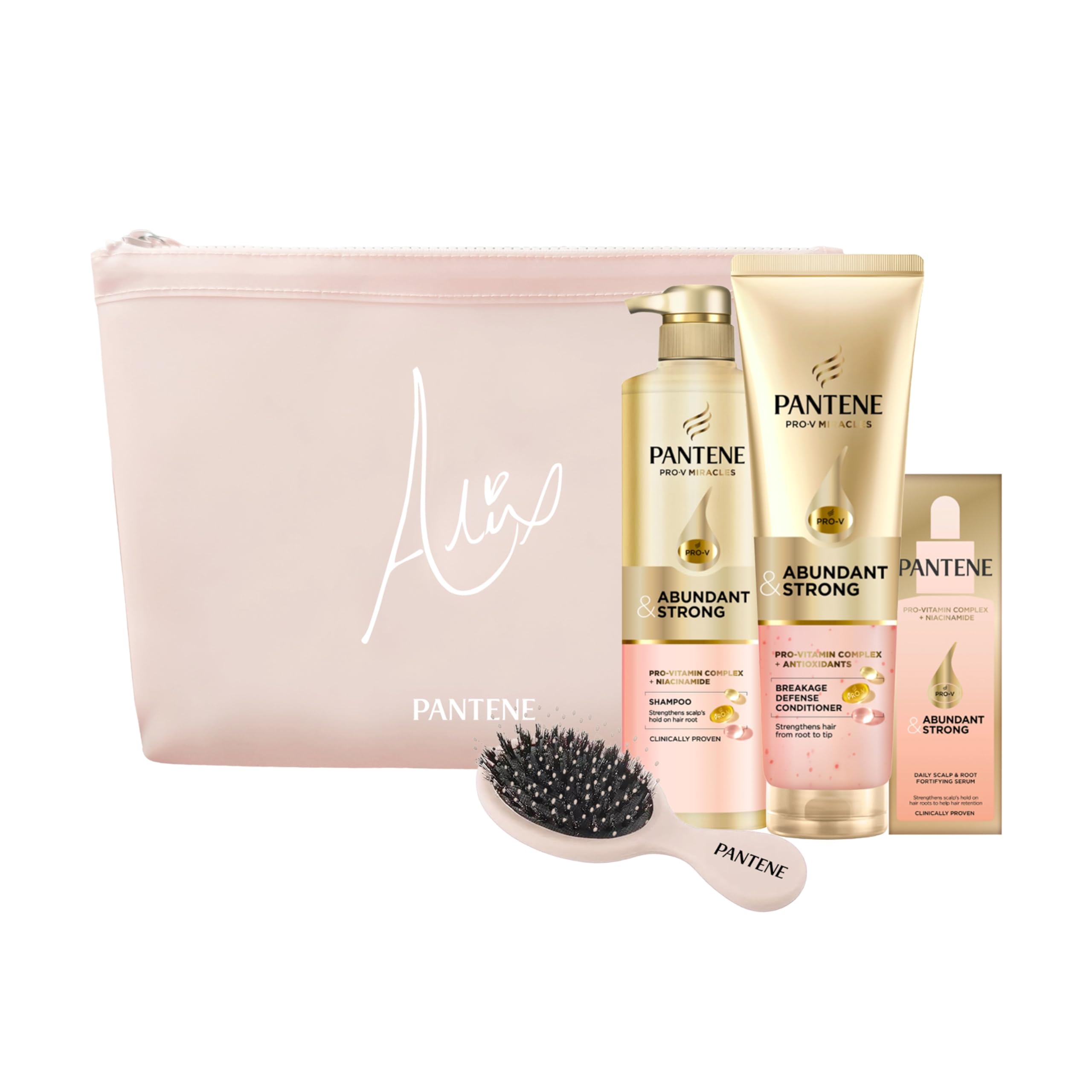 Alix Earle Pantene Abundant & Strong 5-Piece Gift Set – Regimen includes Shampoo (13.5 oz), Conditioner (8 oz), Serum (2 oz) for Hair Loss, Thinning, Anti-Breakage, Volume – Grows Healthier