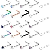 Ruifan 18G 1.5mm 2mm 2.5mm 3mm Jeweled Opal Nose L Shaped Studs Rings Pin 2mm Clear Bioflex Nose Ring Retainer Piercing Jewelry 4-24PCS