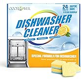 Dishwasher Cleaner &amp; Deep Deodorizer Cleaning Tablets 24 Tabs Lemon Scent | Deep Cleaning Descaler Pods For All Dish Washer Use. Natural Fights Limescale, Hard Water, Calcium, Odor, Smell, Septic Safe