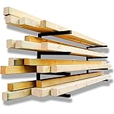 YYR Wood Organizer and Lumber Storage Rack Wall Mount, Heavy Duty Metal Shelf with 4-Level Holds Up 800 LBS, Indoor & Outdoor