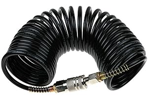 Air Hose,25ft Air Compressor Hose with Bend Restrictor,PE Recoil Air Hose with 1/4 Solid Pure Copper Quick Connect Fittings,F