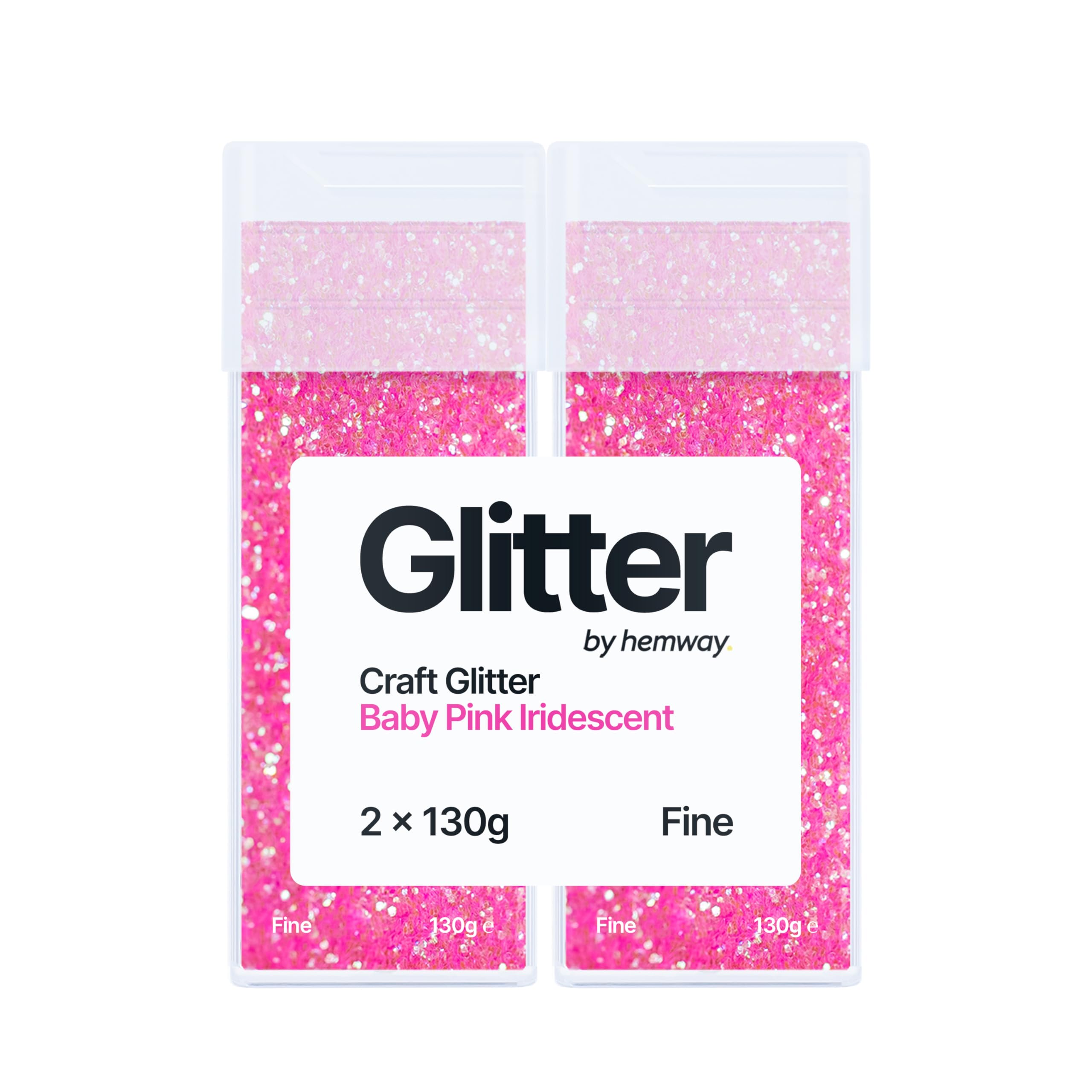 Hemway Glitter Shaker Baby Pink 130g x2 Pack Fine, Craft Glitter Shakers for Resin & Epoxy Crafts, Christmas Art Supplies, Nail, Body, Face, Eye, Festival, Crafting, Slime, Sparkle