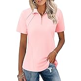 LOMON Womens Golf Polo Shirts Summer Short Sleeve 1/4 Zip Tops Moisture Wicking Casual Tennis Activewear with Pockets