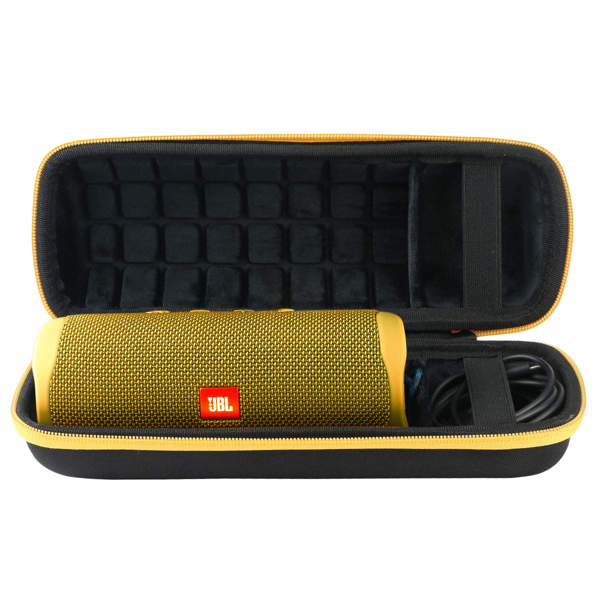 Photo 1 of ***THIS IS THE CASE ONLY***co2CREA Hard Travel Case Replacement for JBL Flip 7 6 5 Waterproof Portable Bluetooth Speaker (Black Case + Yellow Zipper)***THIS IS THE CASE ONLY***