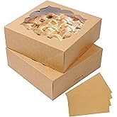 LOKQING Valentine Gift Valentine Gift 20 Pack Pie Boxes 9x9x3Inch Cake Boxes Bakery Boxes with Window for Pie, Cookies, Donuts, Chocolate Covered Strawberries (Brown)