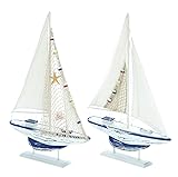 Deco 79 Wood Sail Boat Handmade Decorative