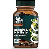 Gaia Herbs Berberine & Milk Thistle - Milk Thistle & Berberine Supplement with Ginger Root - Supports Liver Health* - Vegan, Gluten-Free, Dairy-Free, Non-GMO Project Verified - 60 Capsules