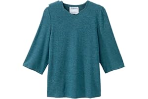 SILVERT'S ADAPTIVE CLOTHING & FOOTWEAR Women’s Open Back Adaptive Diamond Neck Top for Seniors - Super Soft 3/4 Long Sleeve Shirt