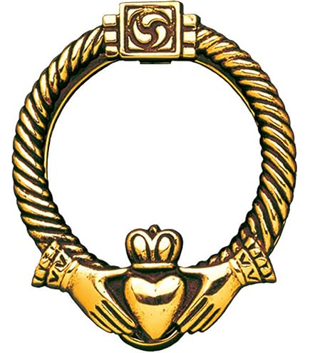 thumbnail image 2 of Robert Emmet Solid Brass Claddagh Door Knocker - 5.5x5 Inch Irish Design With Satin Nickel Finish 2 of 12