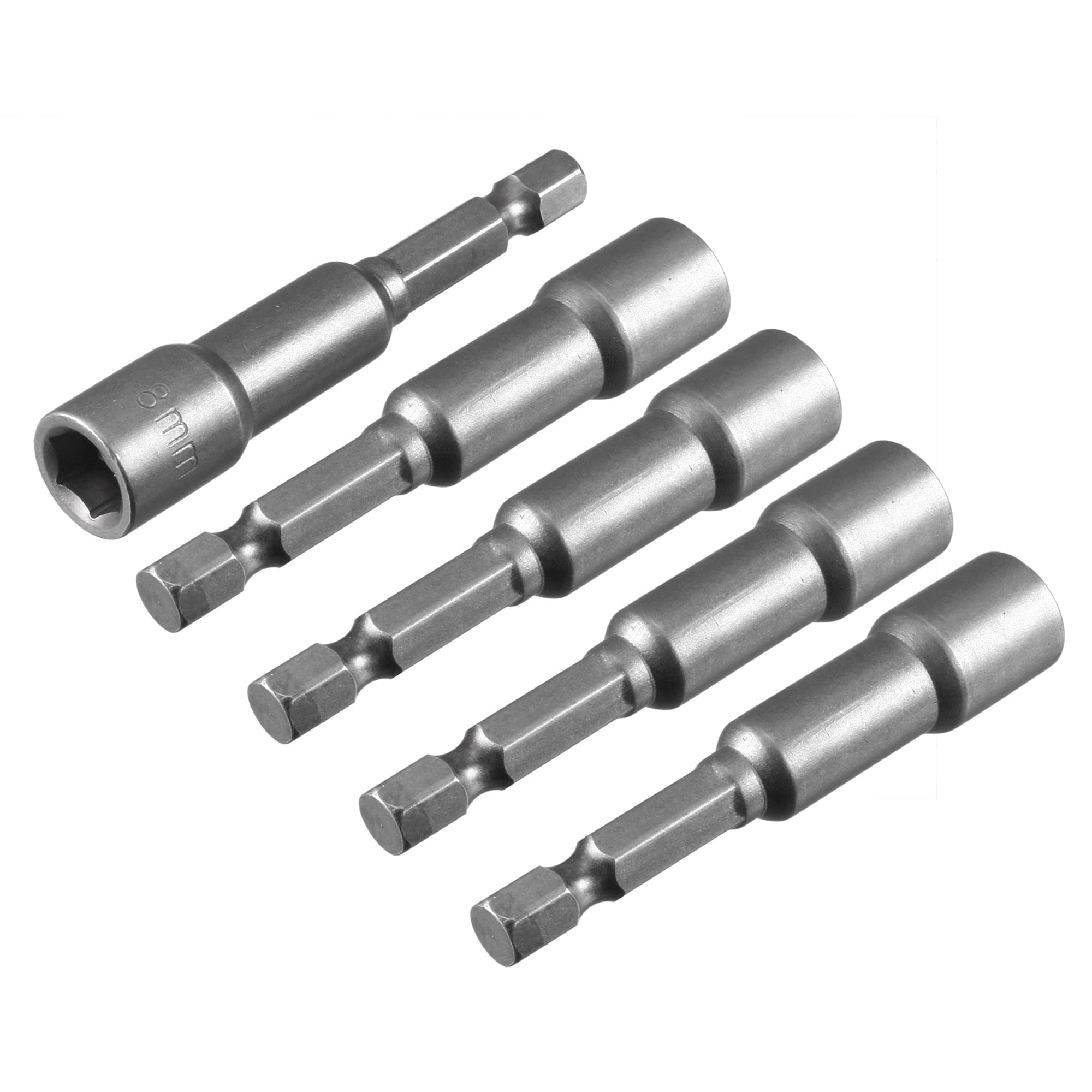 uxcell A14121700ux0913 8mm Hexagon Magnetic Nut Socket Driver Bit Adapter with 65mm Length (5 Piece)