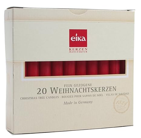 Eika 20 fein gezogene Baumkerzen Pyramidenkerzen H 10,5 x D 1,2 cm - Rot