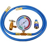 R134a Recharge Hose with Gauge, 51'' AC Refrigerant Recharging Hose Kit | Self-sealing R-134a Can Tap Refrigerant Dispenser to R-12/R-22 port, Include R134a Low Side Quick Couple
