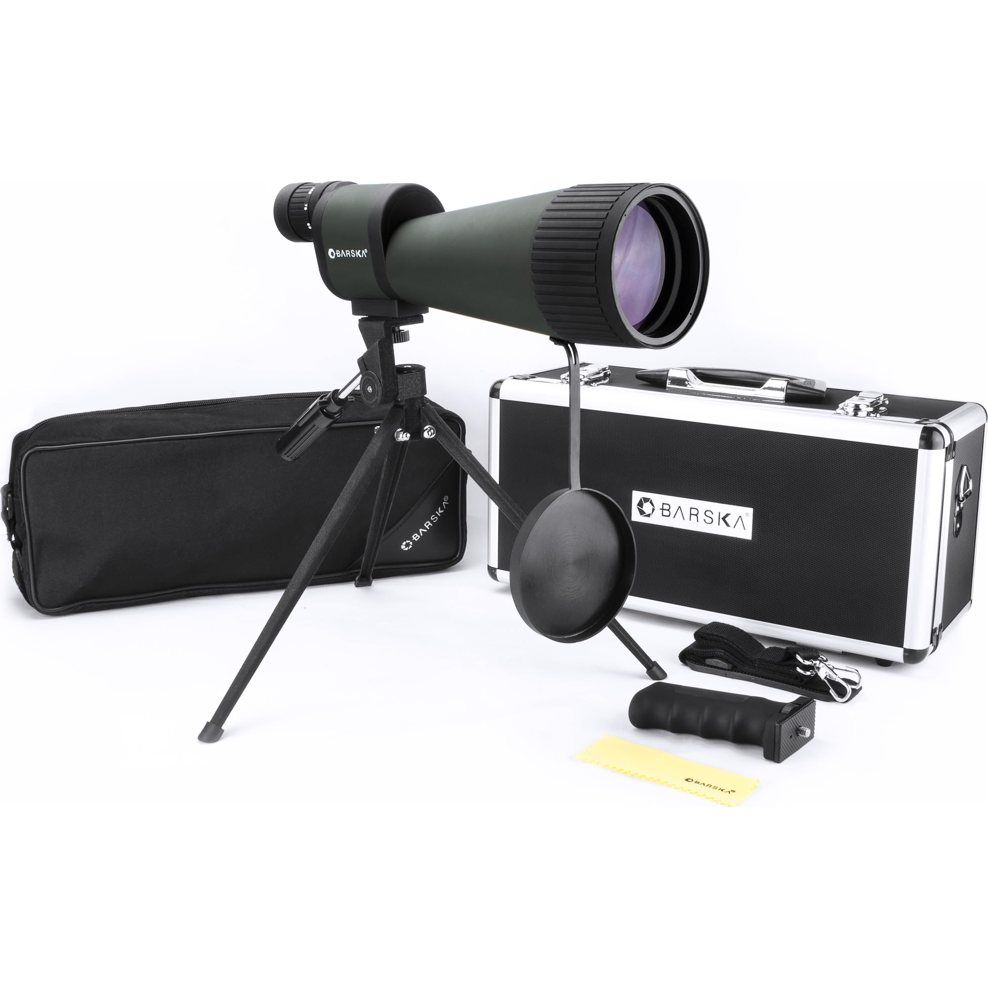 Photo 1 of BARSKA Benchmark 25-125x88 Waterproof Straight Spotting Scope, Green/ Black