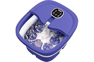 HOSPAN Collapsible Foot Spa Electric Rotary Massage, Foot Bath with Heat, Bubble, Remote, and 24 Motorized Shiatsu Massage Balls. Pedicure Foot Spa for Feet Stress Relief - FS02A