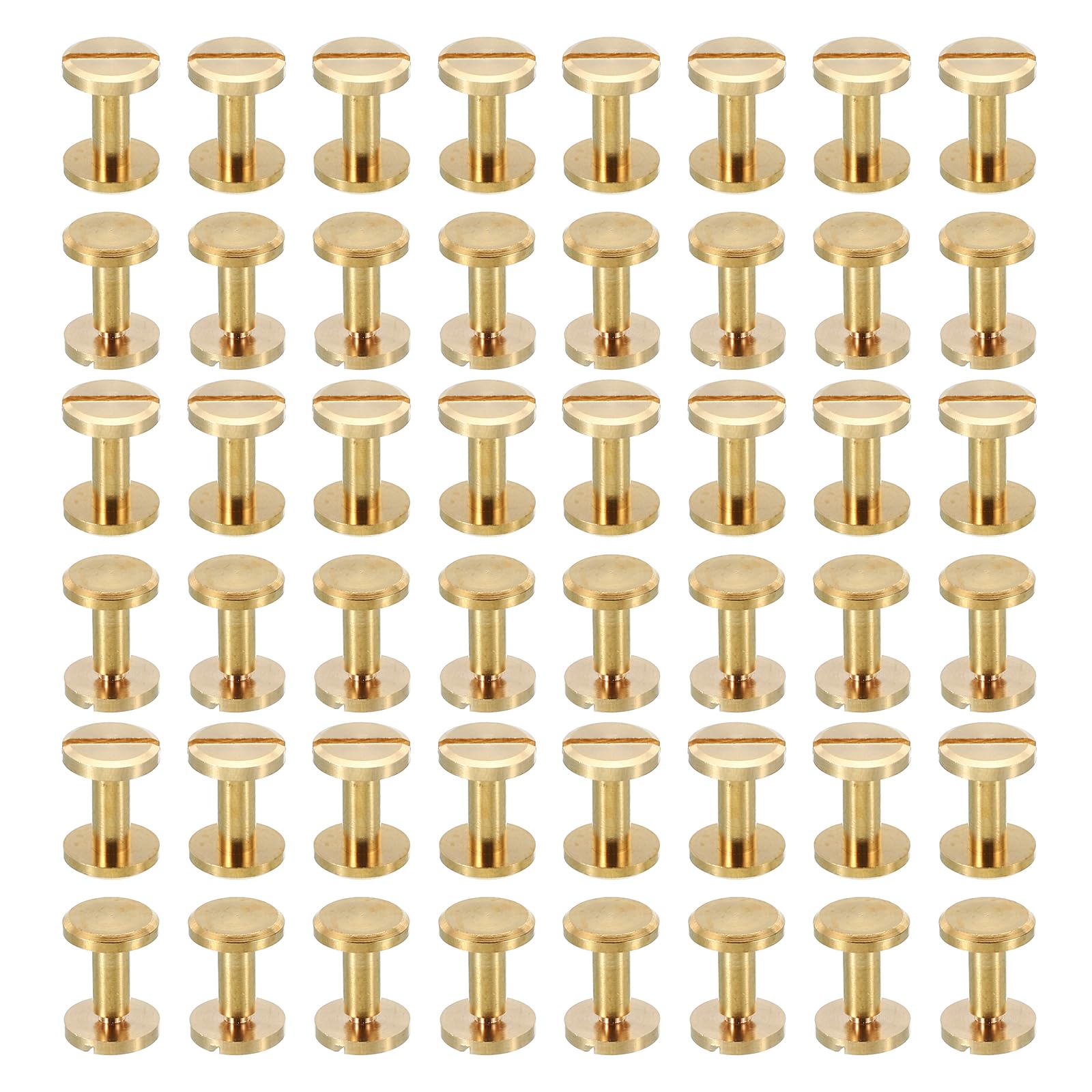 PATIKIL 50 Sets Chicago Screws, M4x8mm Chicago Screw Slotted Binding Post Screw Bolts Rivets Brass Fasteners Connectors for Leather Belt Scrapbook Photo Albums