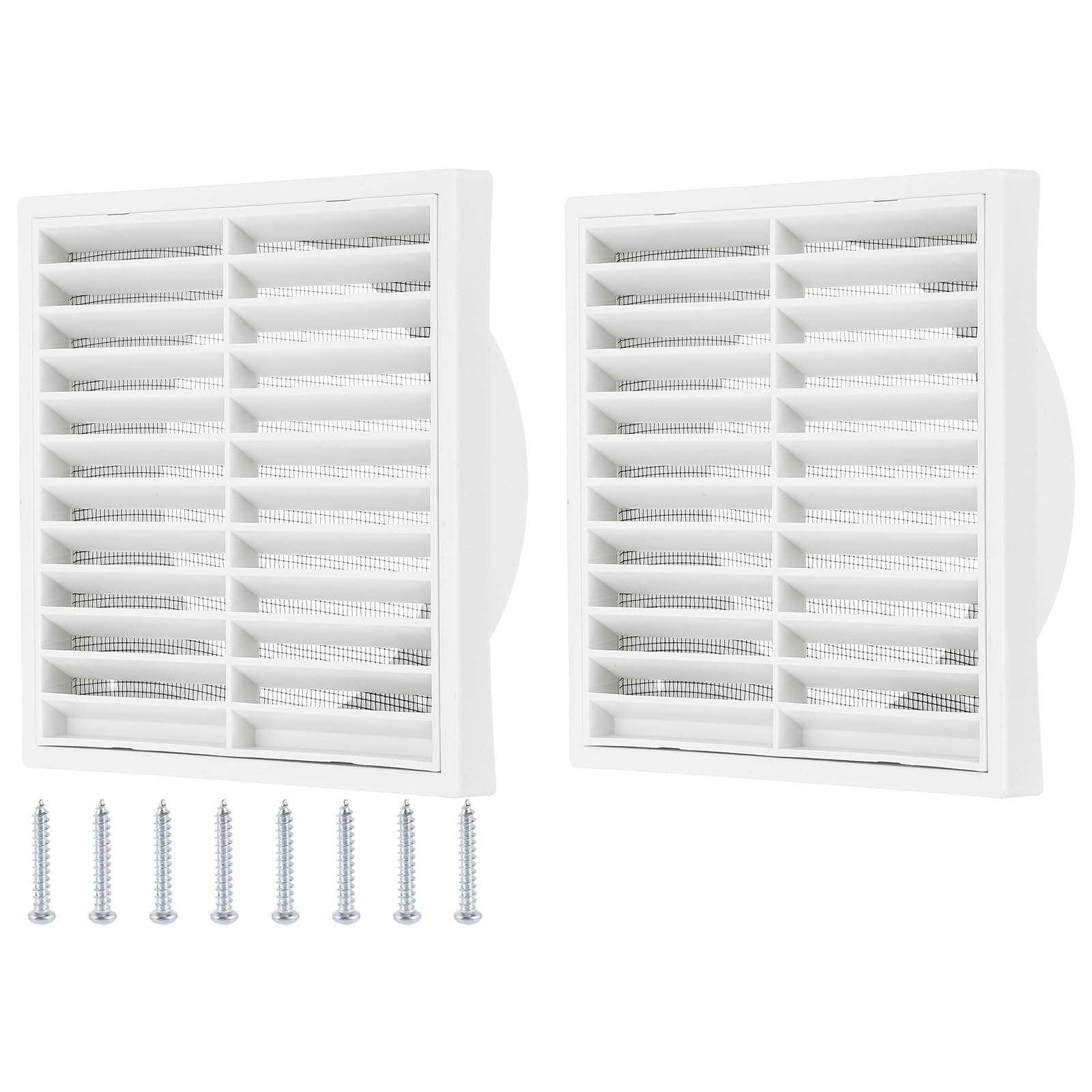 PATIKIL 6" Wall Vent, 2pcs ABS Gable Vent Grille Louvered Square Louver Air Vent Cover with Screen Mesh for Exterior Wall AC HVAC Intake Exhaust Ventilation