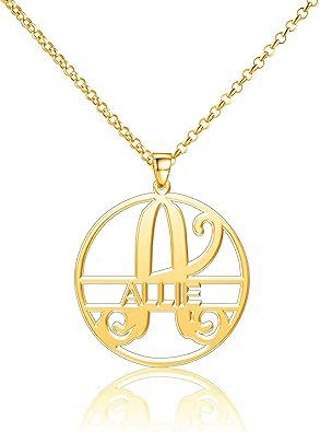 Moonlight Collections 25mm Necklace Allie Necklaces Personalized Monogrammed Letter 14 18 Chain Gold Plated Amazon Com amazon com