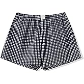 Women Plaid Lounge Boxer Shorts Cute Summer Y2K Pajama Bottoms Sleep Gingham Shorts