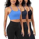 ODODOS Seamless Racerback Sports Bra for Women Ribbed Camisoles Non Padding Yoga Bra Crop Tank Tops