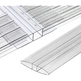 OWLHAUS Polycarbonate Greenhouse Panel Connectors, H Channel 6mm, 10 Pack | Fits 6mm and 4mm twin-wall panels; 4 ft length; joins 2 sheets edge to edge; for greenhouse, sunroom, pergola, cold frame