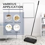 JEHONN Carpet Floor Sweeper Manual with Horsehair Brush Black view 4