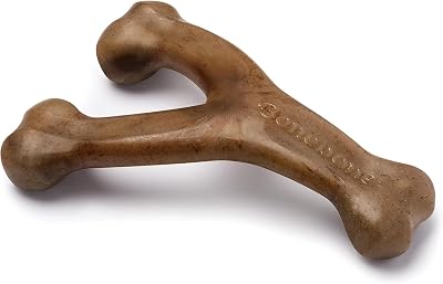 Benebone Indestructible Wishbone Dog Chew Toy Real Bacon Made in USA