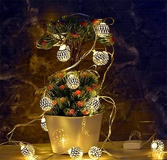 Indiginous Made in India Metal Antique Round String Light for Home Decoration, Birthday Party, Diwali, Christmas - Warm White (Aprox 4 Mtr Each) (1Unit (15 Bulb Each))